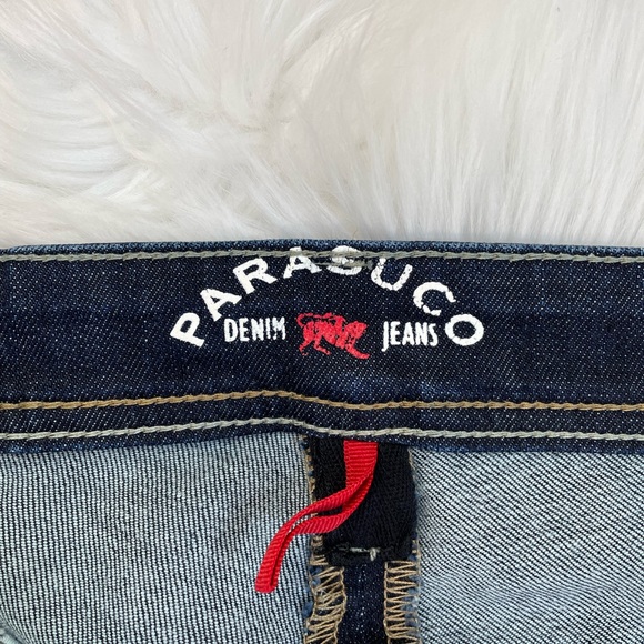 Parasuco straight leg dark wash jeans with fading and creasing detail - Picture 7 of 11